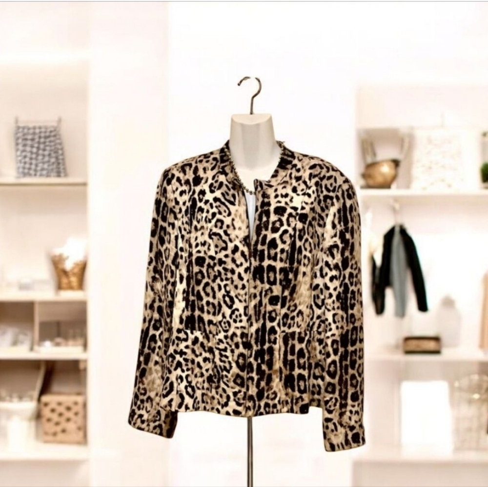 Leopard jacket by LOUBEN Canada size 14 zipper front full lining beautif…